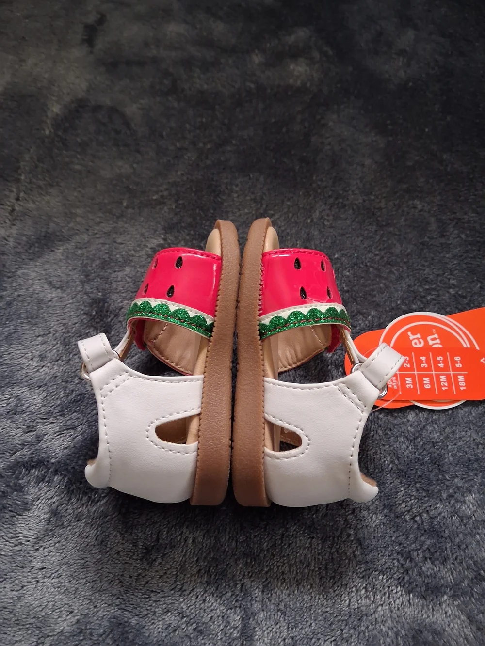 NWT Wonder Nation Fruit Watermelon Strappy Sandals Hook & Loop Red Girls Size 2